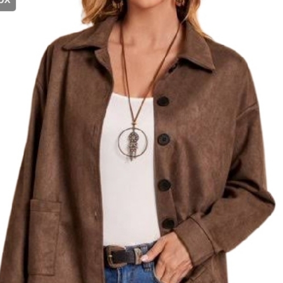 Venezia Jeans Suede Brown Jacket size 18/20 - Picture 1 of 4